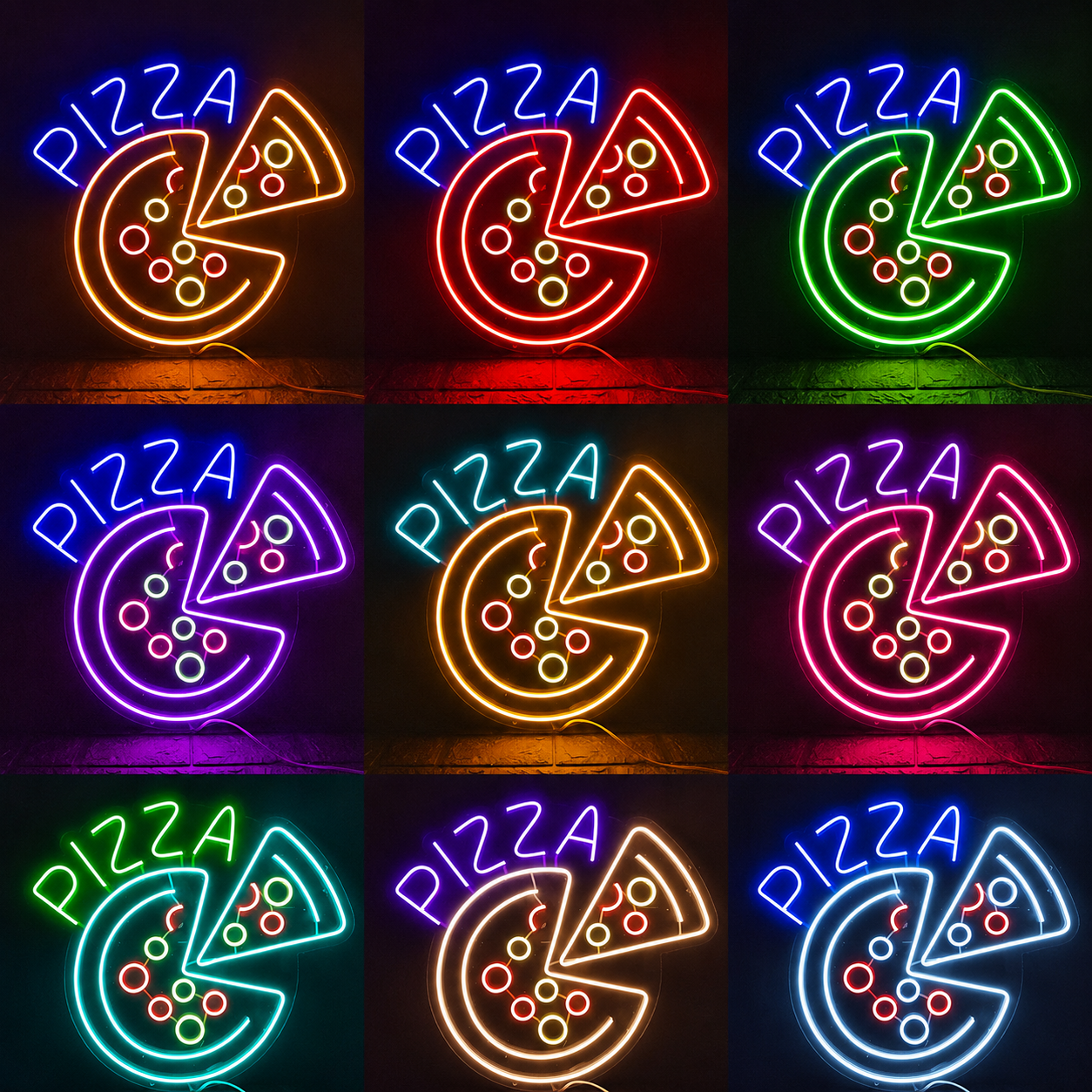 Pizza Wall Decor LED Neon Sign Wall Neon Sign - 05 Color Grid