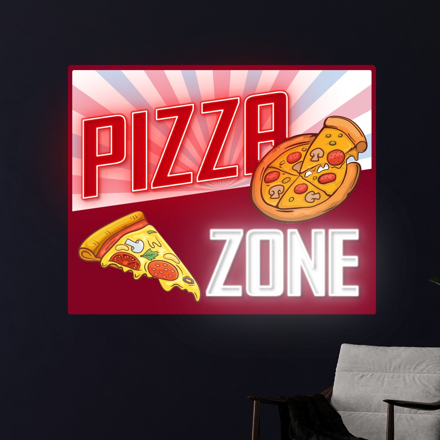 Pizza Zone Decal Printed Acrylic Pizza Led Neon Sign | Shineneon