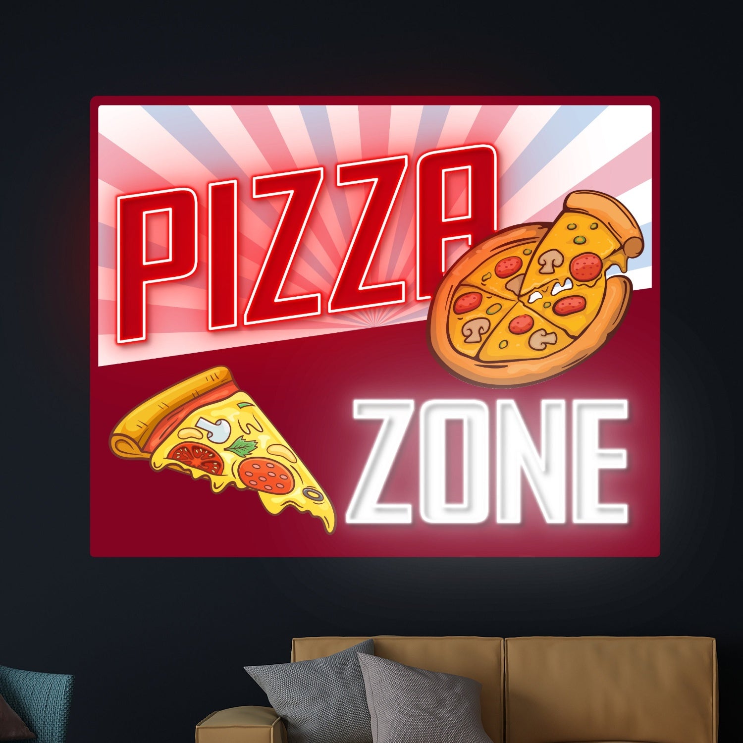 Pizza Zone Decal Printed Acrylic Pizza Led Neon Sign | Shineneon