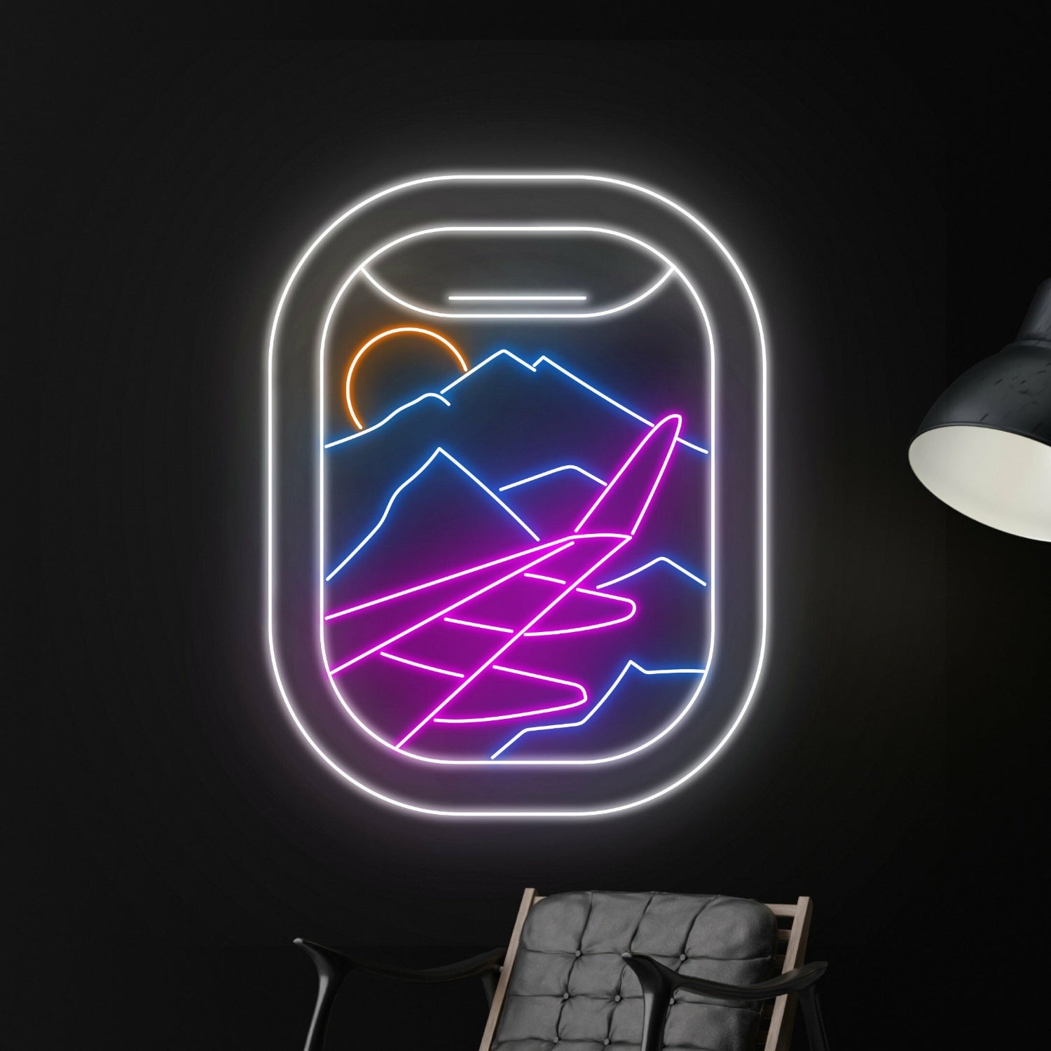 Plane Window View Mountain Led Neon Sign | Shineneon