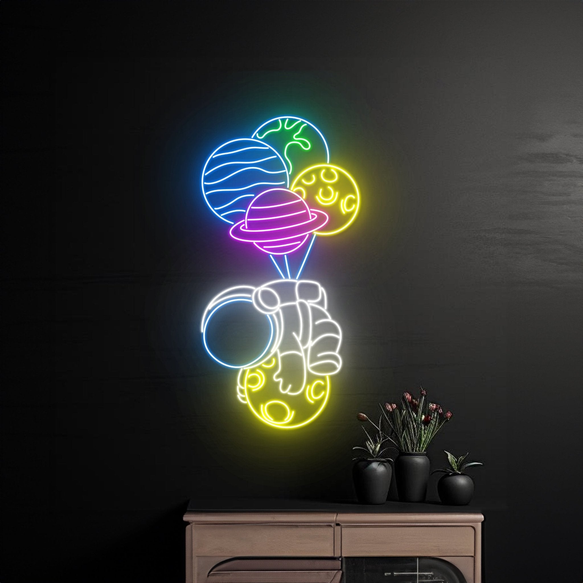 Planet Balloon Astronaut Neon Sign - Shineneon