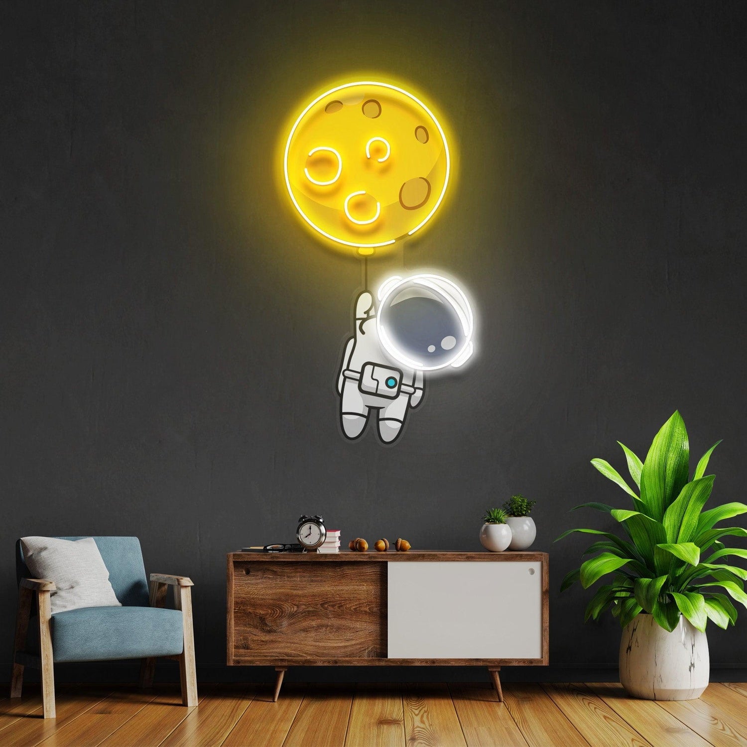 Planet Balloon Moon Astronaut Uv Printed Led Neon Sign For Kids Room Decor | Shineneon