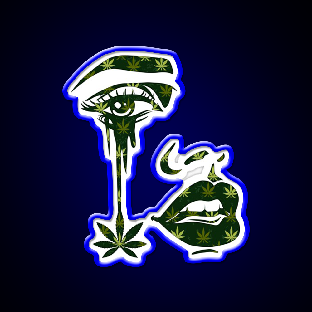 Plant Tear Drip Hemp Inspired Green Leaf Led Neon Sign Rgb Color