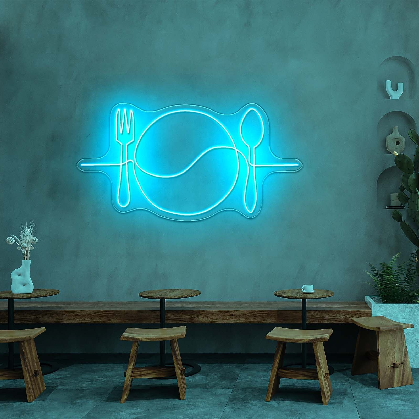 Plate Line Art Neon Signs For Kitchen - Shineneon