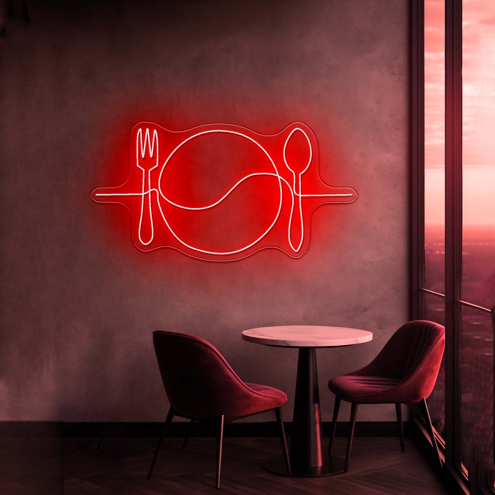 Plate Line Art Neon Signs For Kitchen - Shineneon