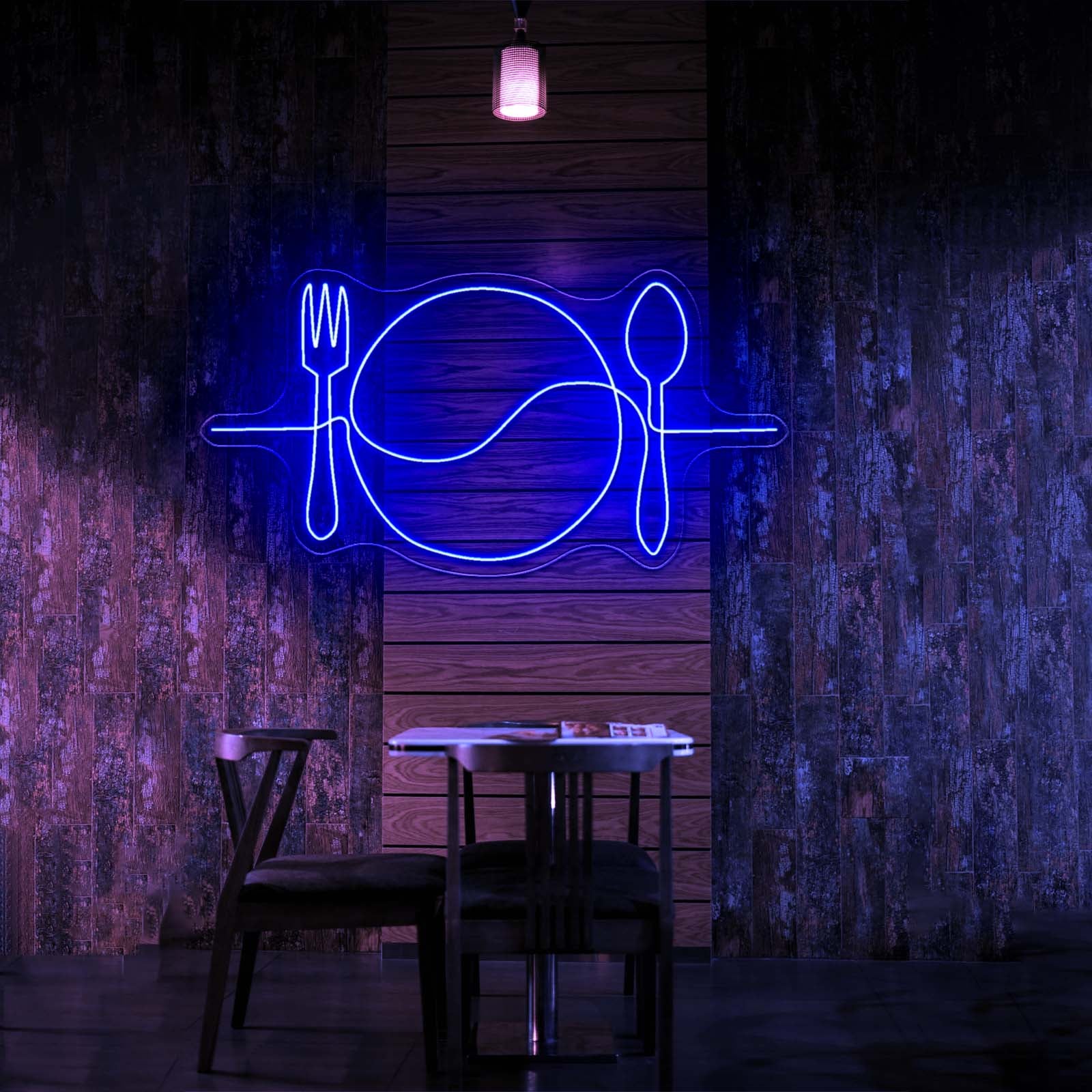 Plate Line Art Neon Signs For Kitchen