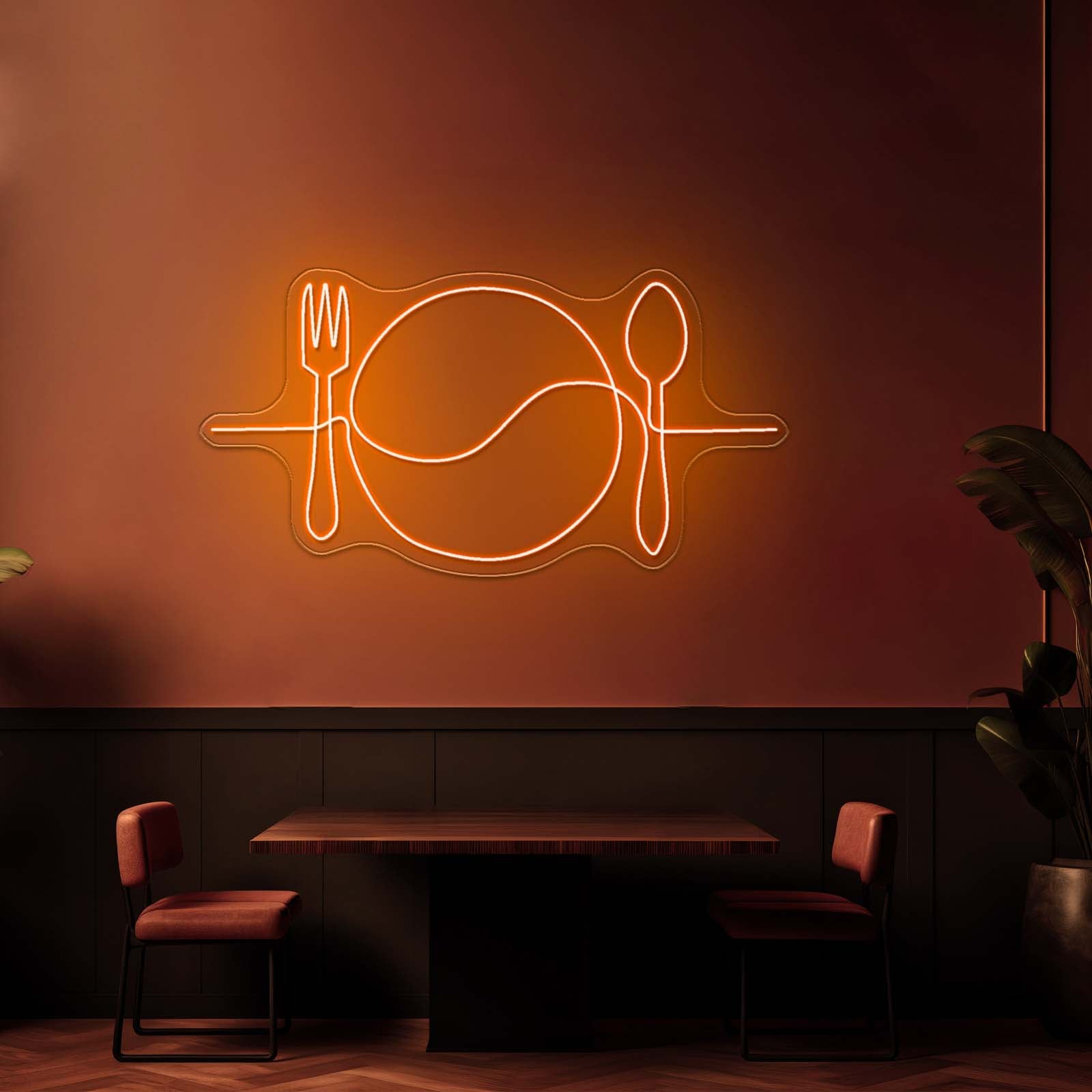 Plate Line Art Neon Signs For Kitchen