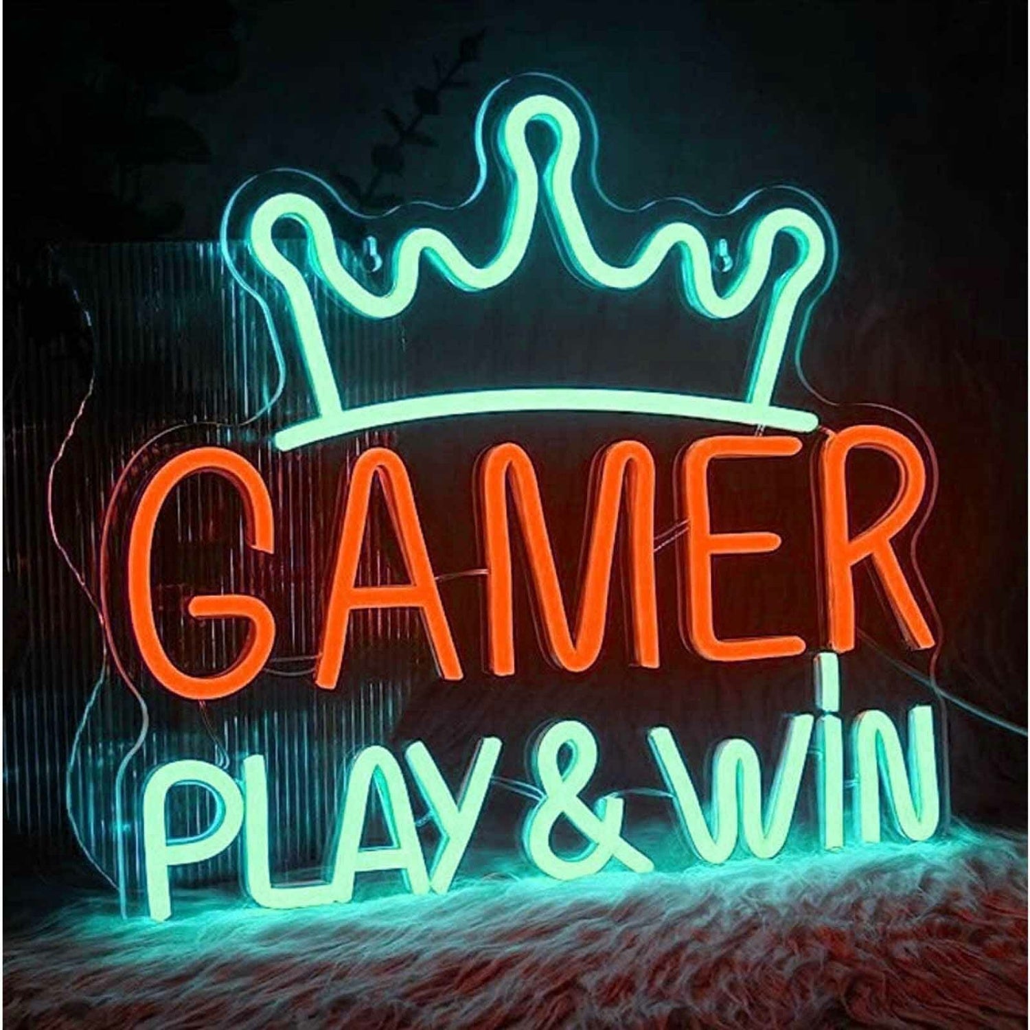 Play And Win Gamer King Crown Game Led Neon Sign | Shineneon