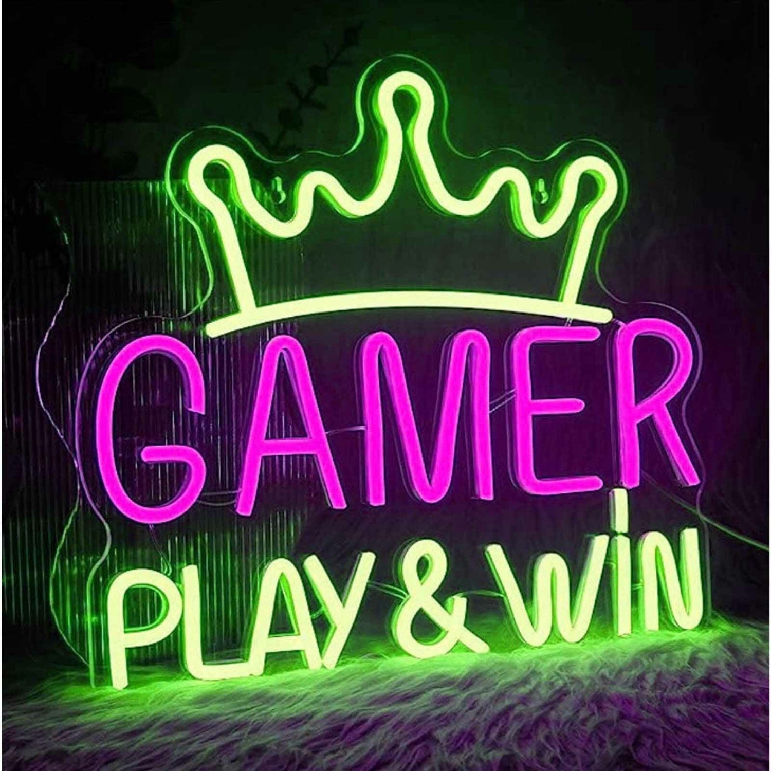 Play And Win Gamer King Crown Game Led Neon Sign | Shineneon