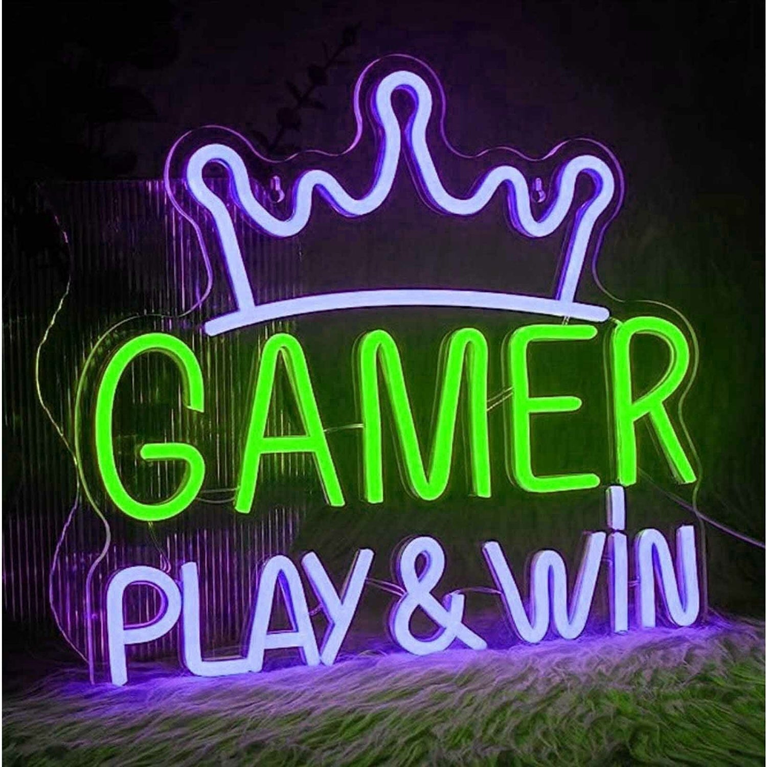 Play And Win Gamer King Crown Game Led Neon Sign | Shineneon