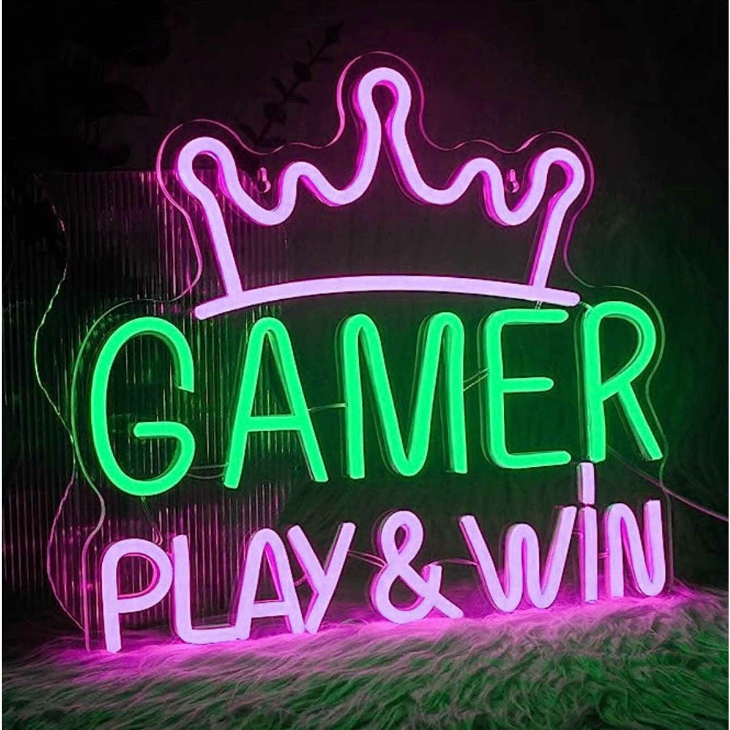 Play And Win Gamer King Crown Game Led Neon Sign | Shineneon