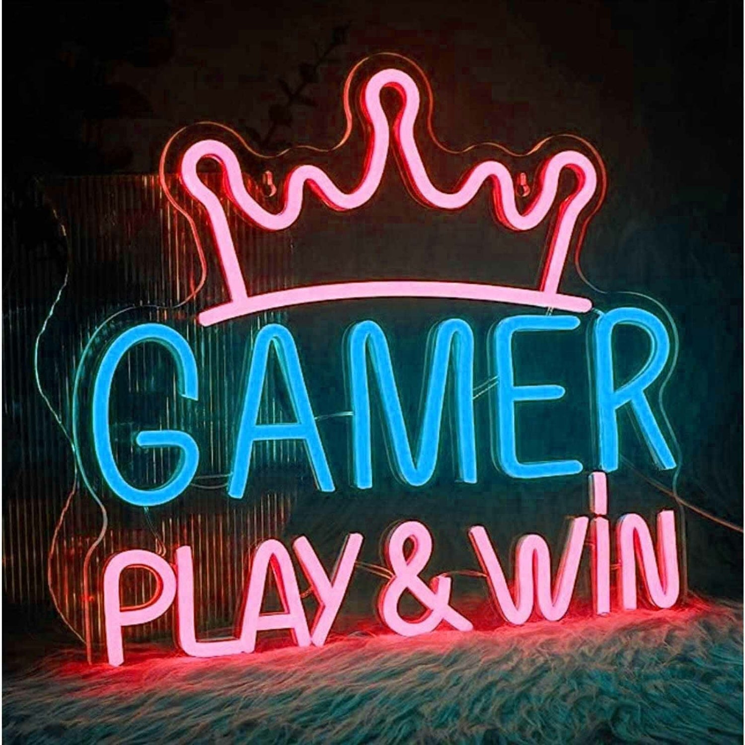 Play And Win Gamer King Crown Game Led Neon Sign | Shineneon