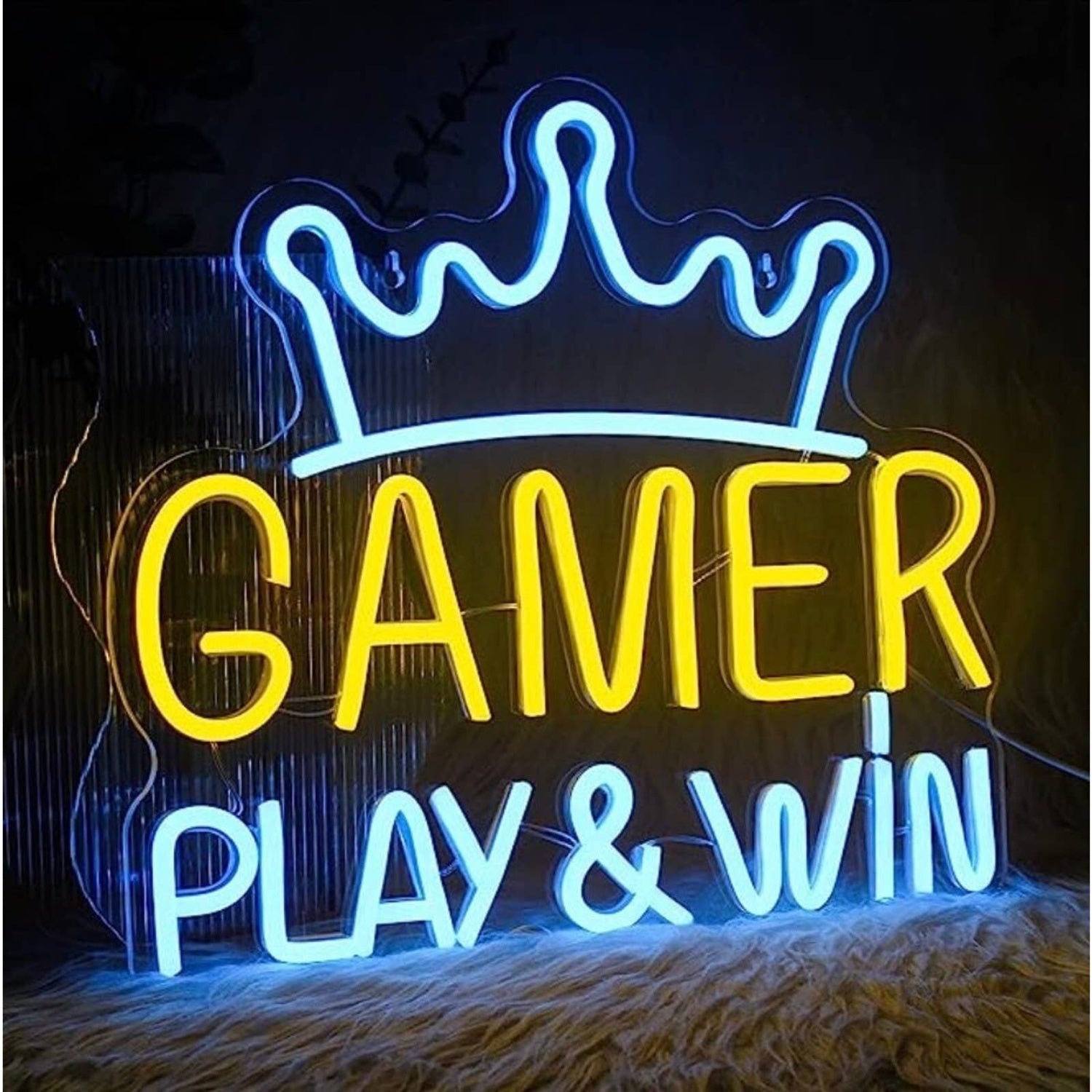 Play And Win Gamer King Crown Game Led Neon Sign | Shineneon
