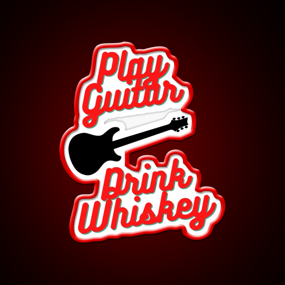 Play Guitar Drink Whiskey Drink Bar Led Neon Sign Rgb Color