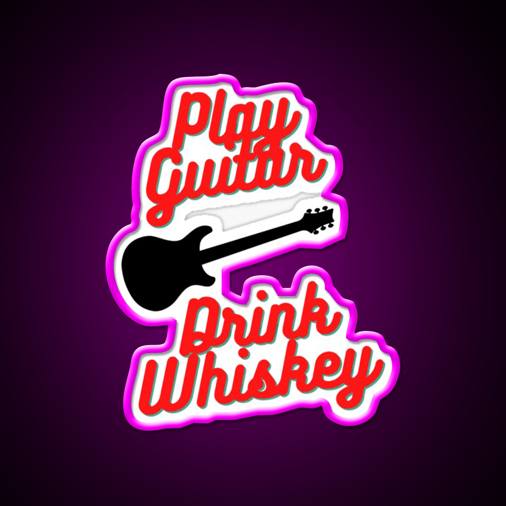 Play Guitar Drink Whiskey Drink Bar Led Neon Sign Rgb Color - Shineneon