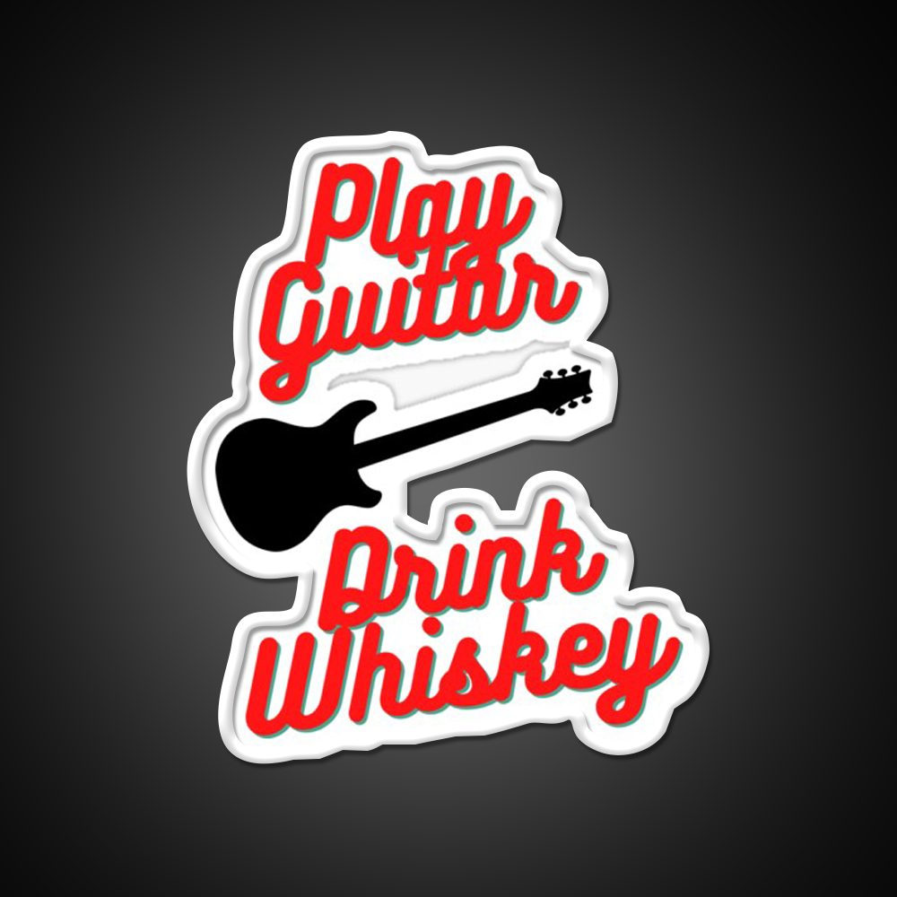 Play Guitar Drink Whiskey Drink Bar Led Neon Sign Rgb Color
