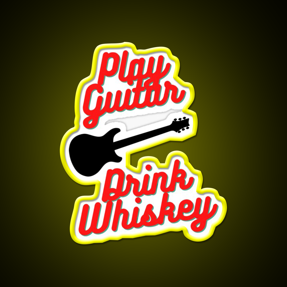 Play Guitar Drink Whiskey Drink Bar Led Neon Sign Rgb Color