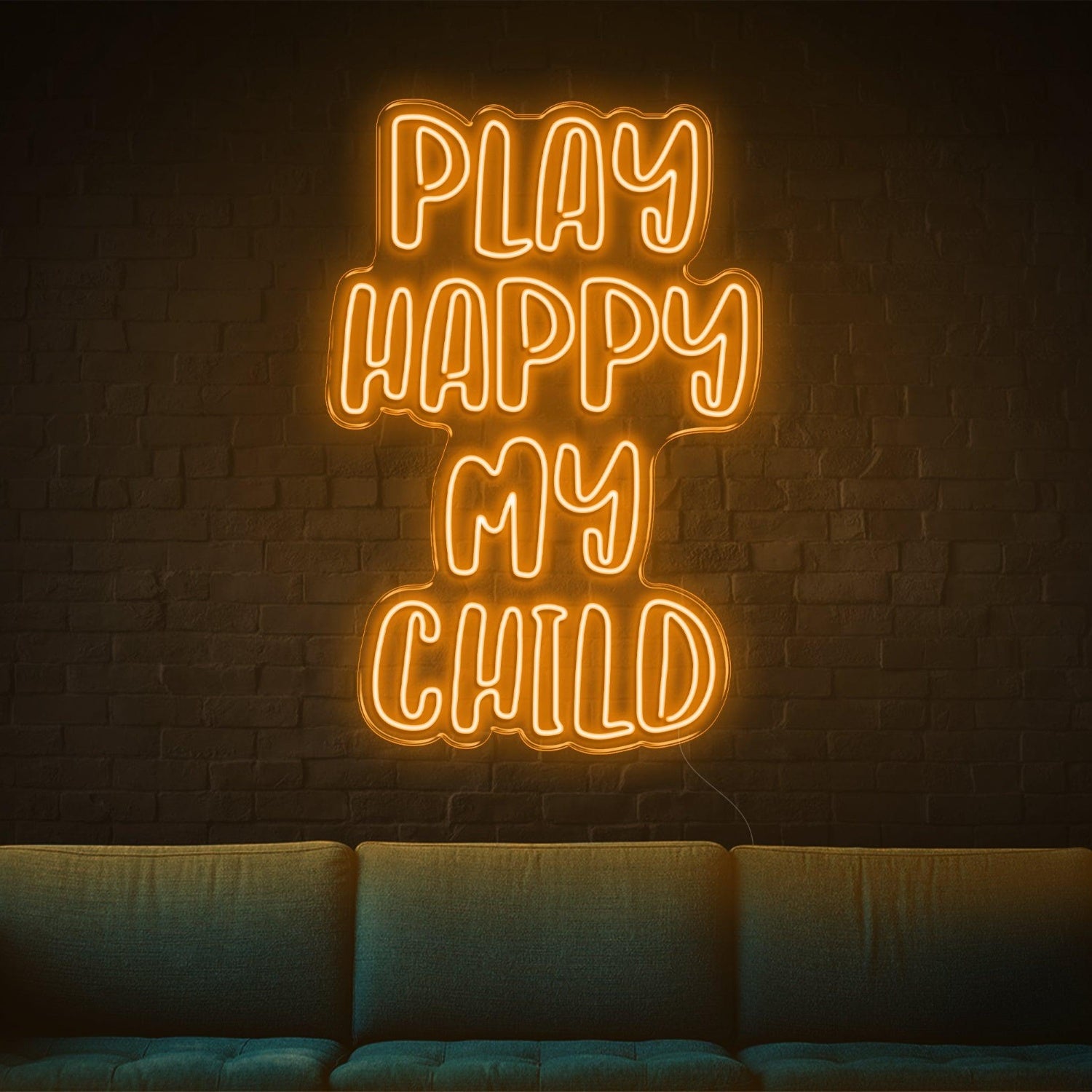 Play Happy My Child Amber Glow Led Neon Sign For Kids Room Family Decor | Shineneon