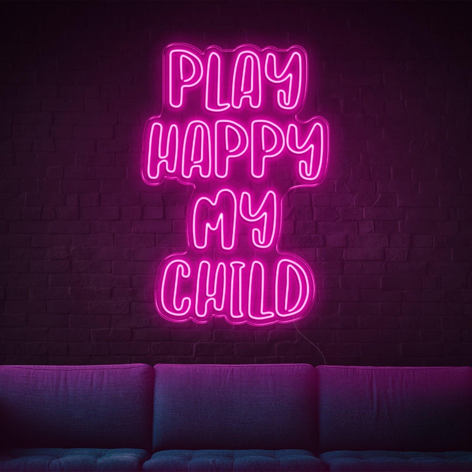 Play Happy My Child Amber Glow Led Neon Sign For Kids Room Family Decor | Shineneon