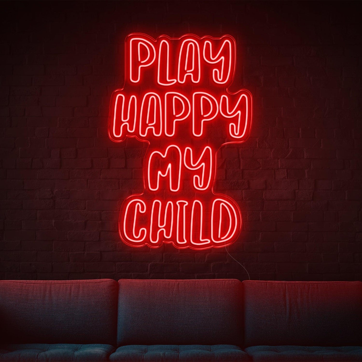 Play Happy My Child Amber Glow Led Neon Sign For Kids Room Family Decor | Shineneon