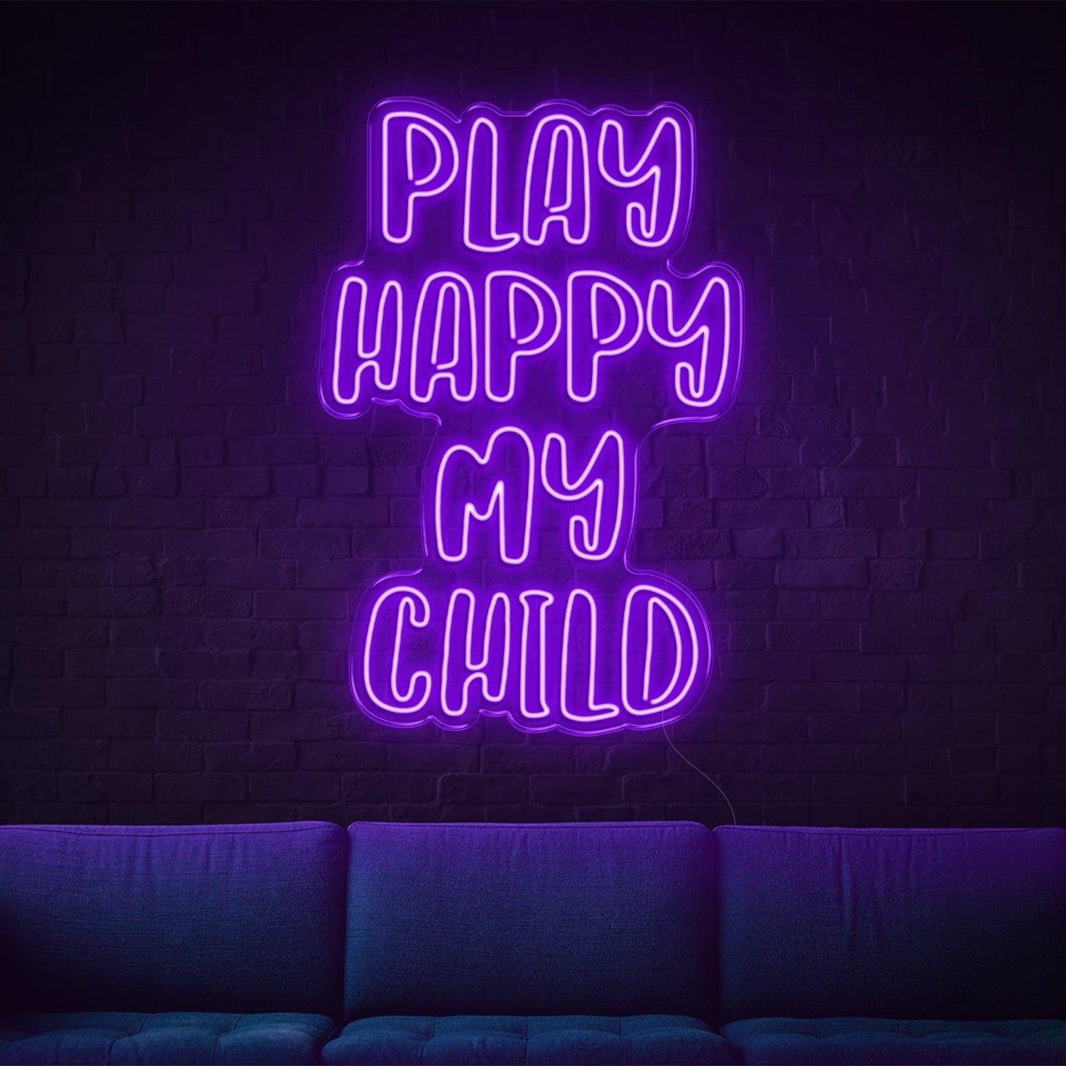 Play Happy My Child Amber Glow Led Neon Sign For Kids Room Family Decor | Shineneon