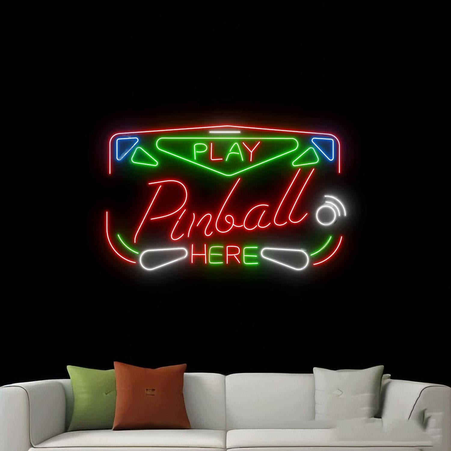 Play Pinball Here Led Neon Sign For Bar Party Wall Decor | Shineneon