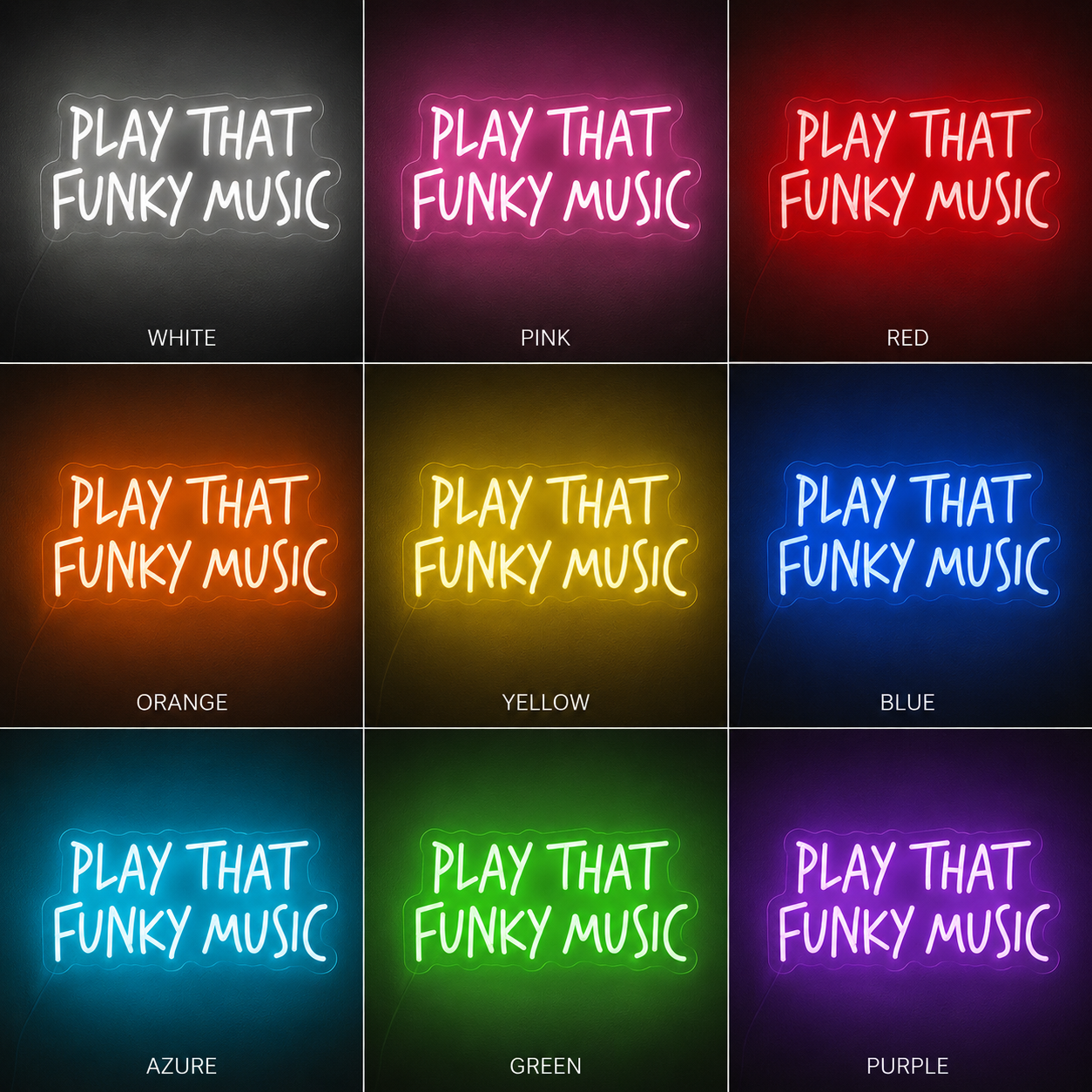 Play That Funky Music Room Decor LED Neon Sign - 06 Day Night Comparison