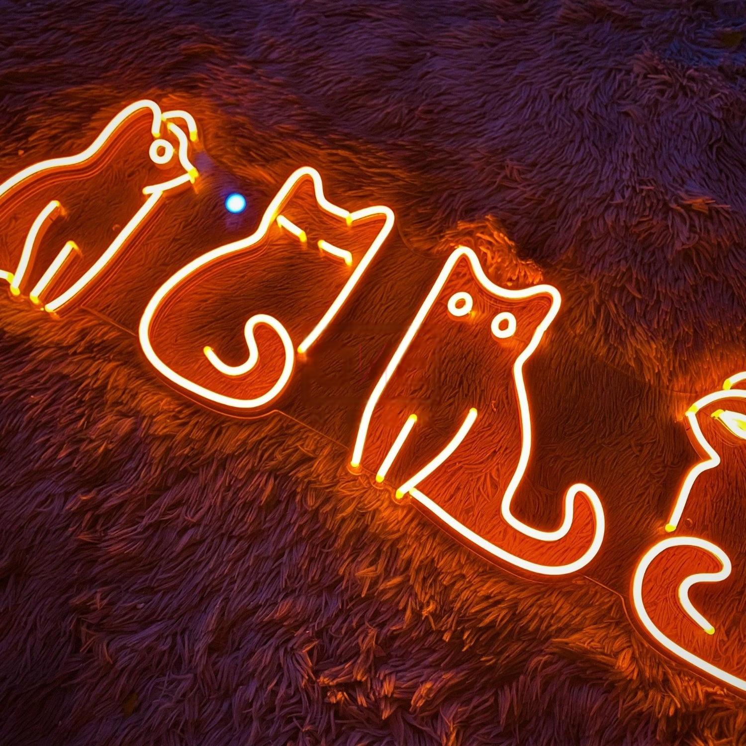 Playful Cat Silhouettes Led Neon Sign For Home Decor Pet Cafes | Shineneon