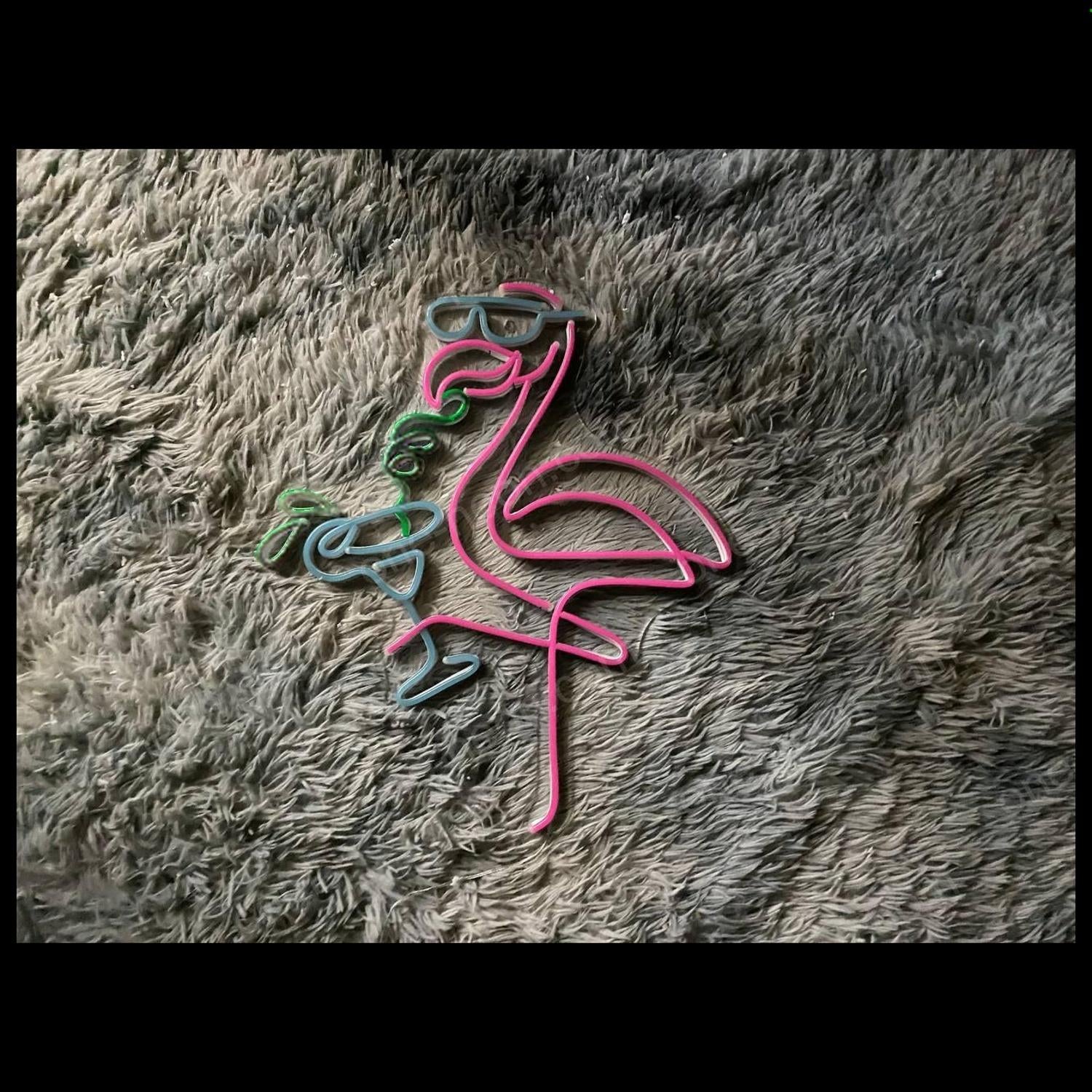 Playful Flamingo Cocktail Led Neon Sign Bar Home Decor | Shineneon