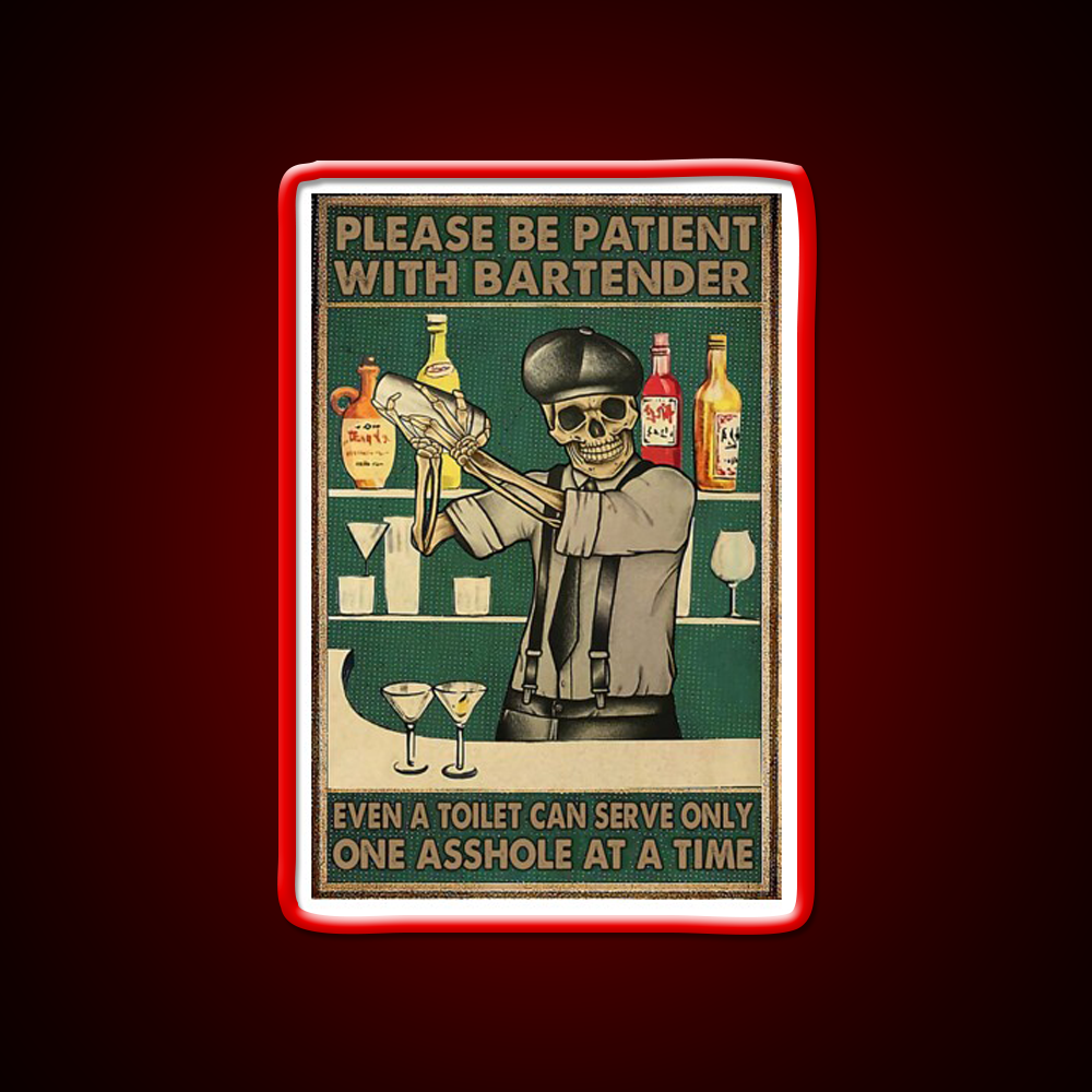 Please Be Patient With Bartender Man Cave Bar Led Neon Sign Rgb Color