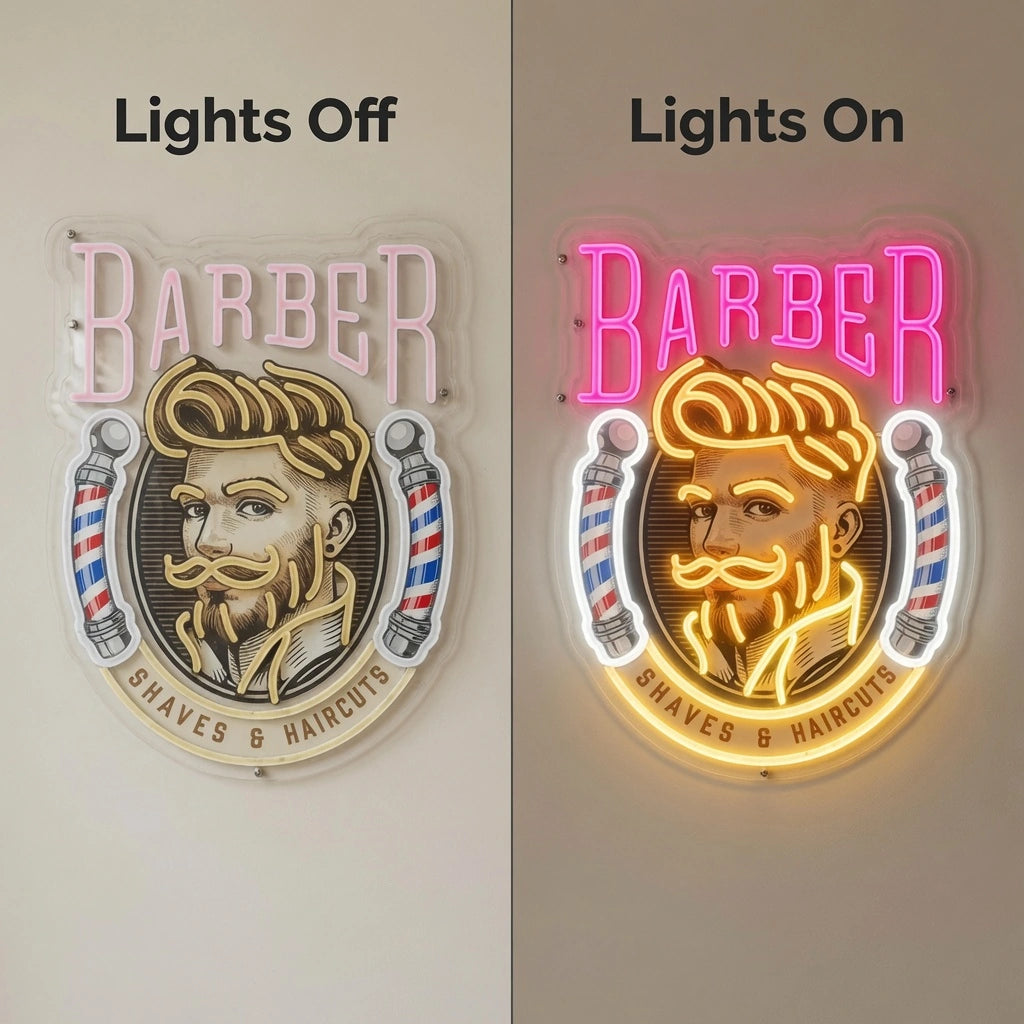 Point LED Neon Sign - 06 Day Night Comparison