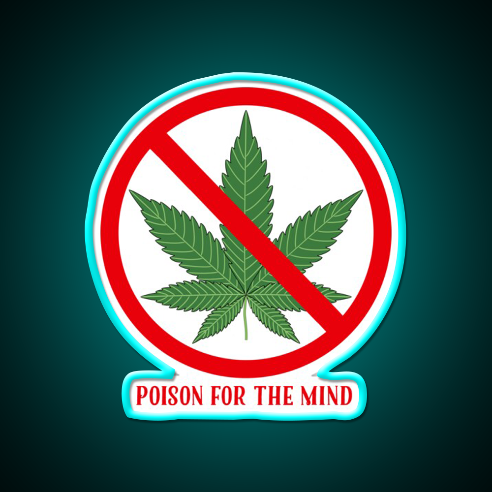 Poison For The Mind Hemp Inspired Green Leaf Led Neon Sign Rgb Color - Size and dimension reference