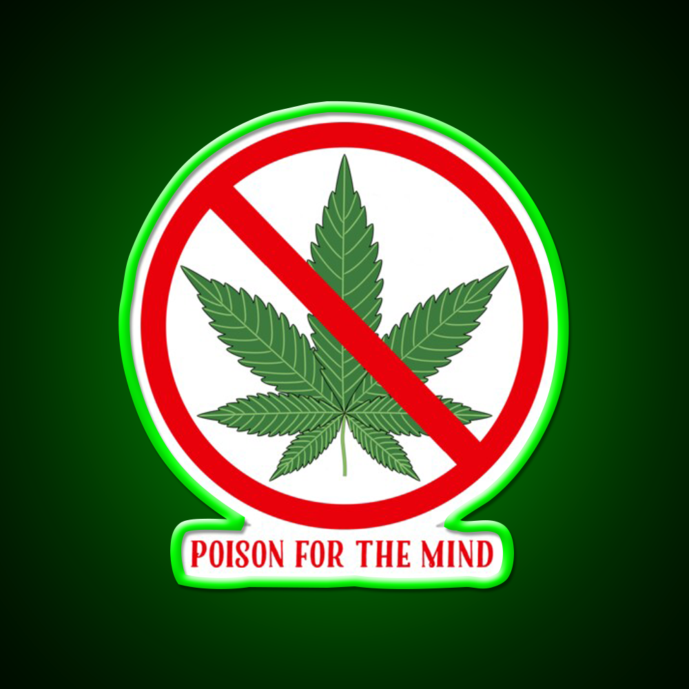 Poison For The Mind Hemp Inspired Green Leaf Led Neon Sign Rgb Color - LED neon sign view 8