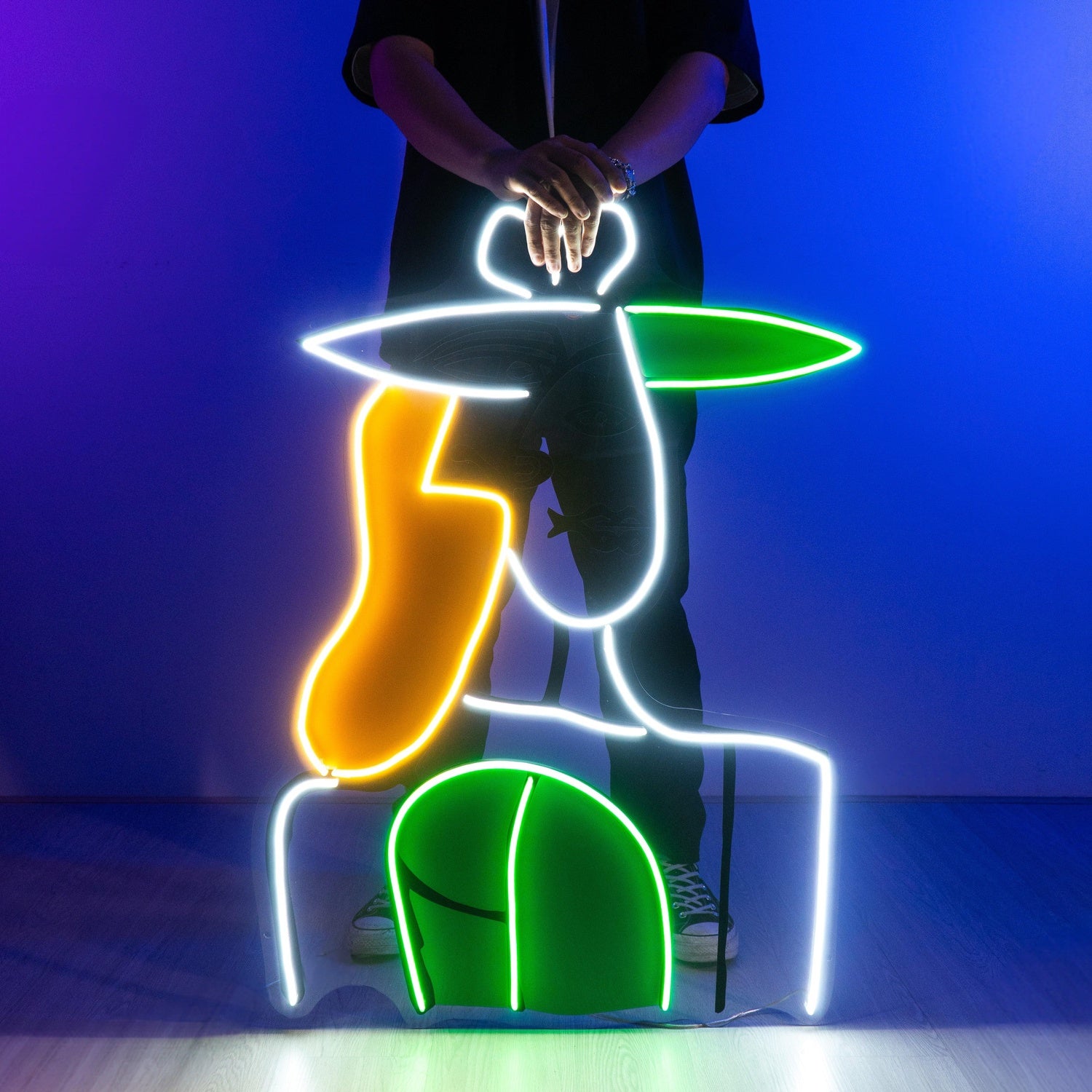 Poker Skull Dice Blue-Red Uv Printed Led Neon Sign For Home Bar Gaming Decor | Shineneon