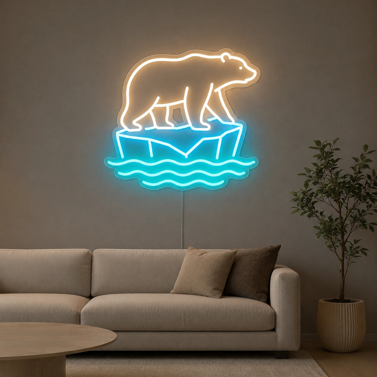 Polar Bear On Ice LED Neon Sign color grid