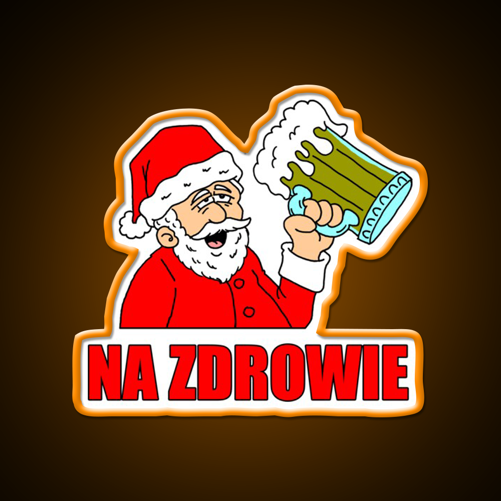 Polish Santa Drinking Na Zdrowie Man Cave Bar Led Neon Sign Rgb Color