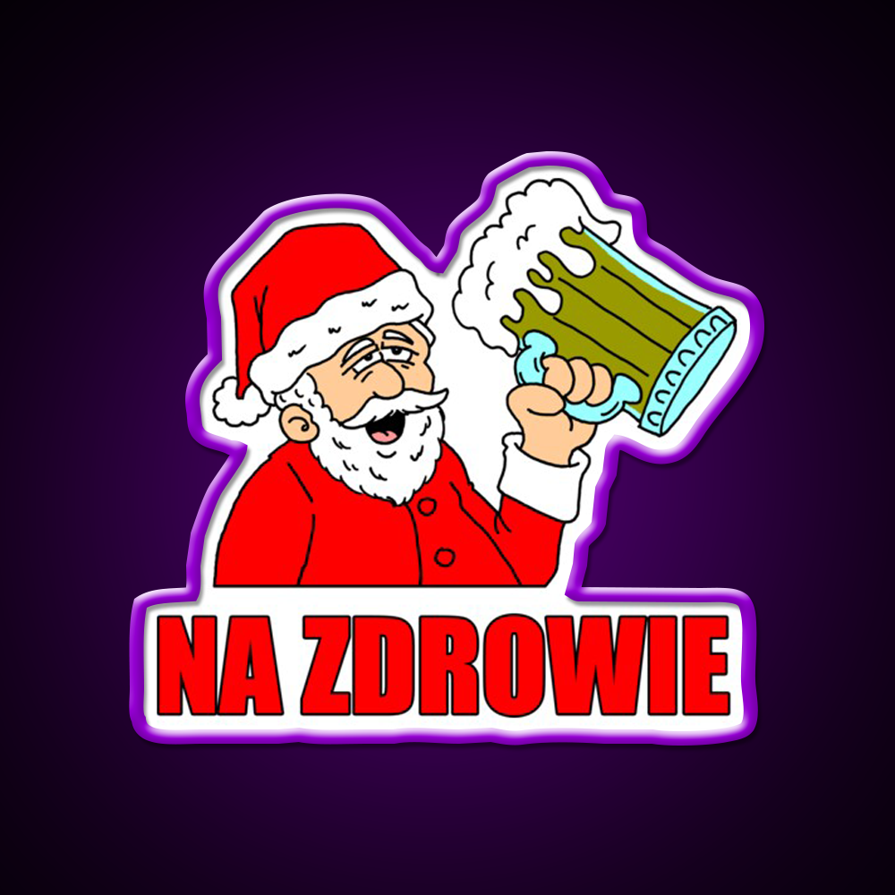 Polish Santa Drinking Na Zdrowie Man Cave Bar Led Neon Sign Rgb Color