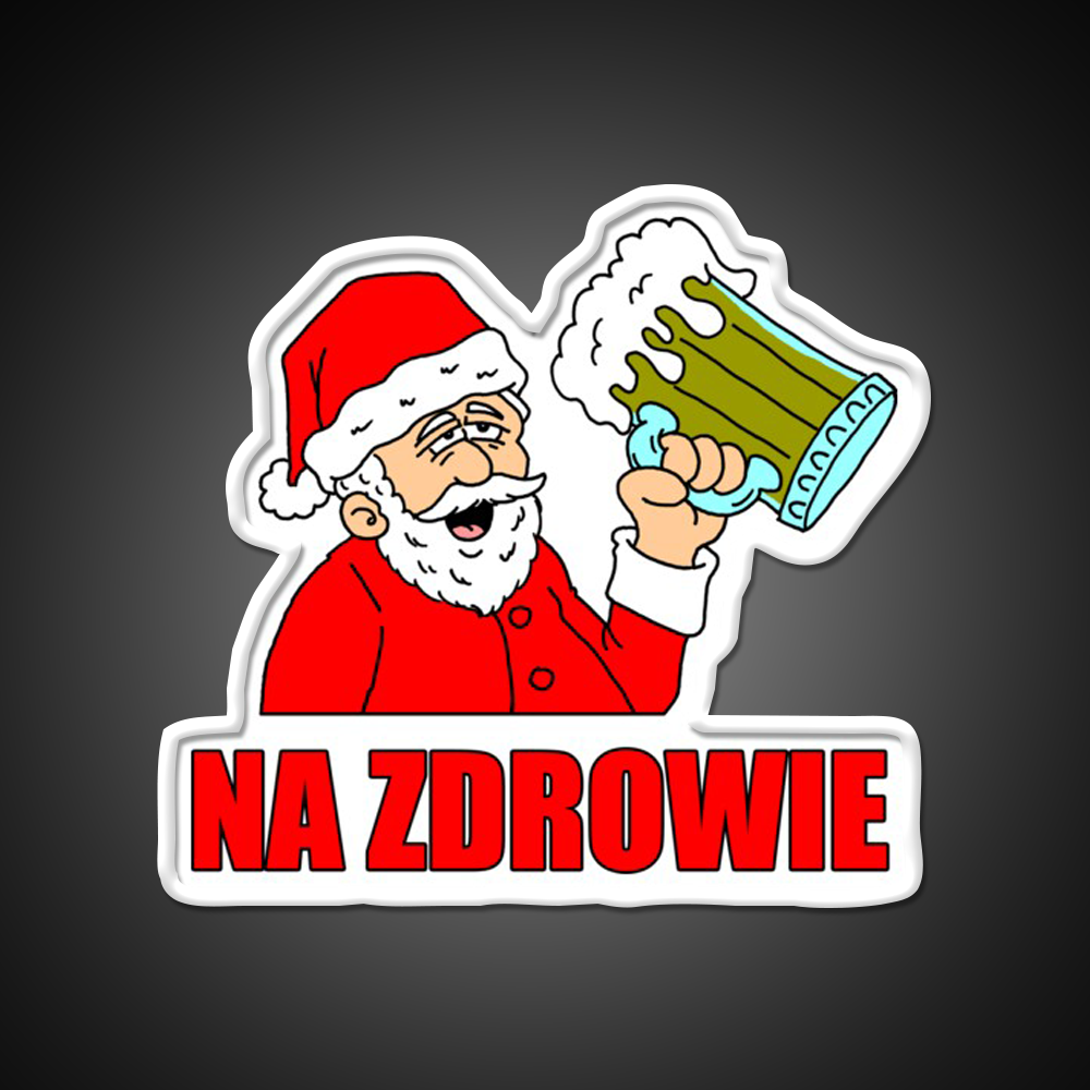 Polish Santa Drinking Na Zdrowie Man Cave Bar Led Neon Sign Rgb Color