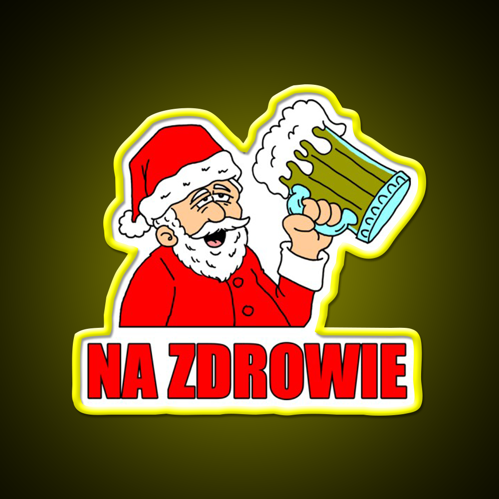 Polish Santa Drinking Na Zdrowie Man Cave Bar Led Neon Sign Rgb Color