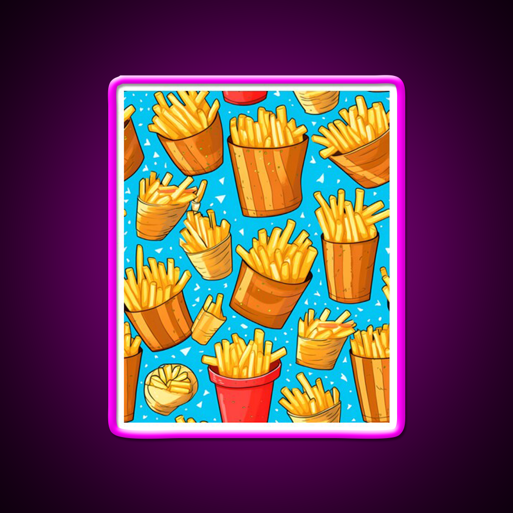 Pommes Frites Fast Food Led Neon Sign For Burger Place Rgb Color