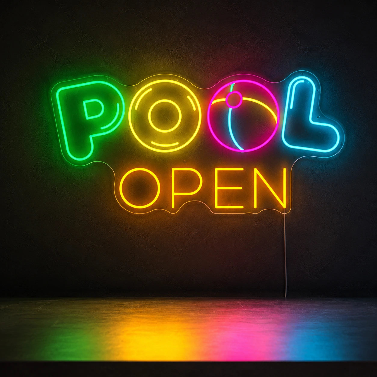 Pool Open Neon Sign Wall Art LED Neon Sign high-converting product image