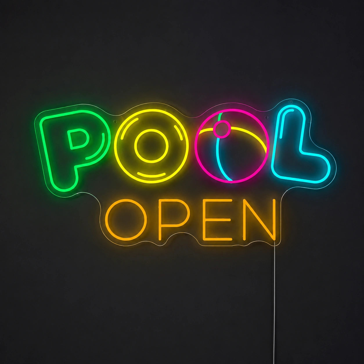 Pool Open Neon Sign Wall Art LED Neon Sign main product image