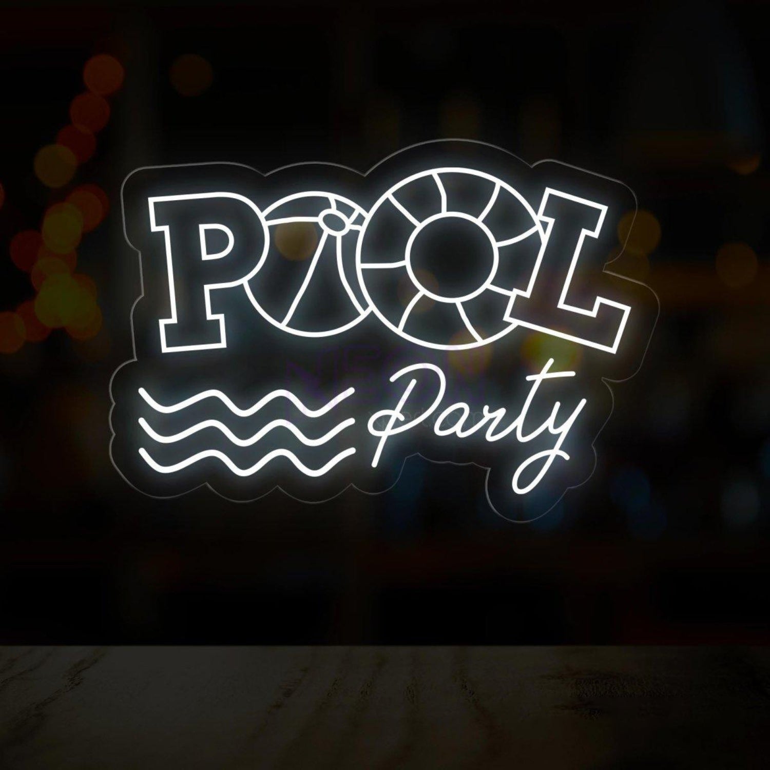 Pool Party Led Neon Sign With Floating Ring And Waves For Indoor Celebration Decor | Shineneon