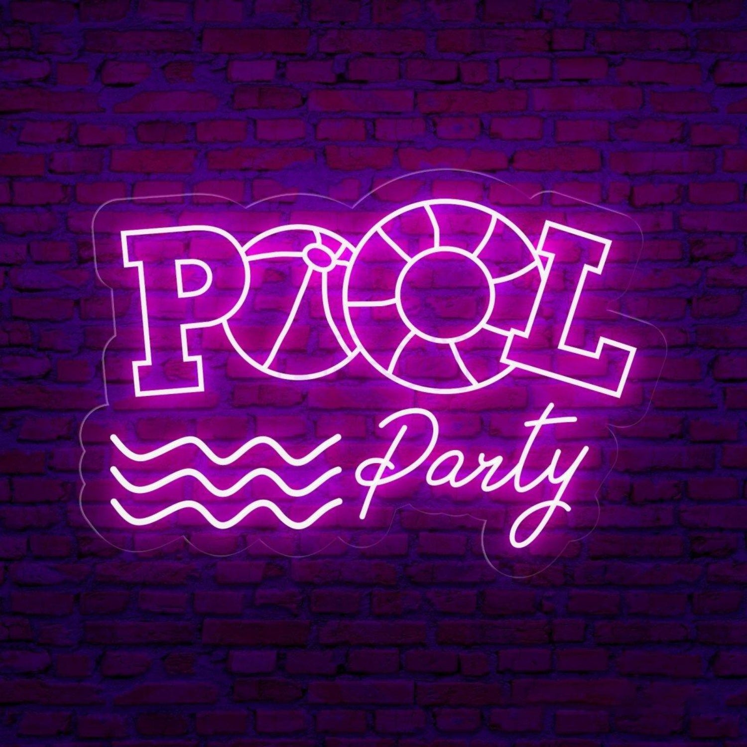 Pool Party Led Neon Sign With Floating Ring And Waves For Indoor Celebration Decor | Shineneon