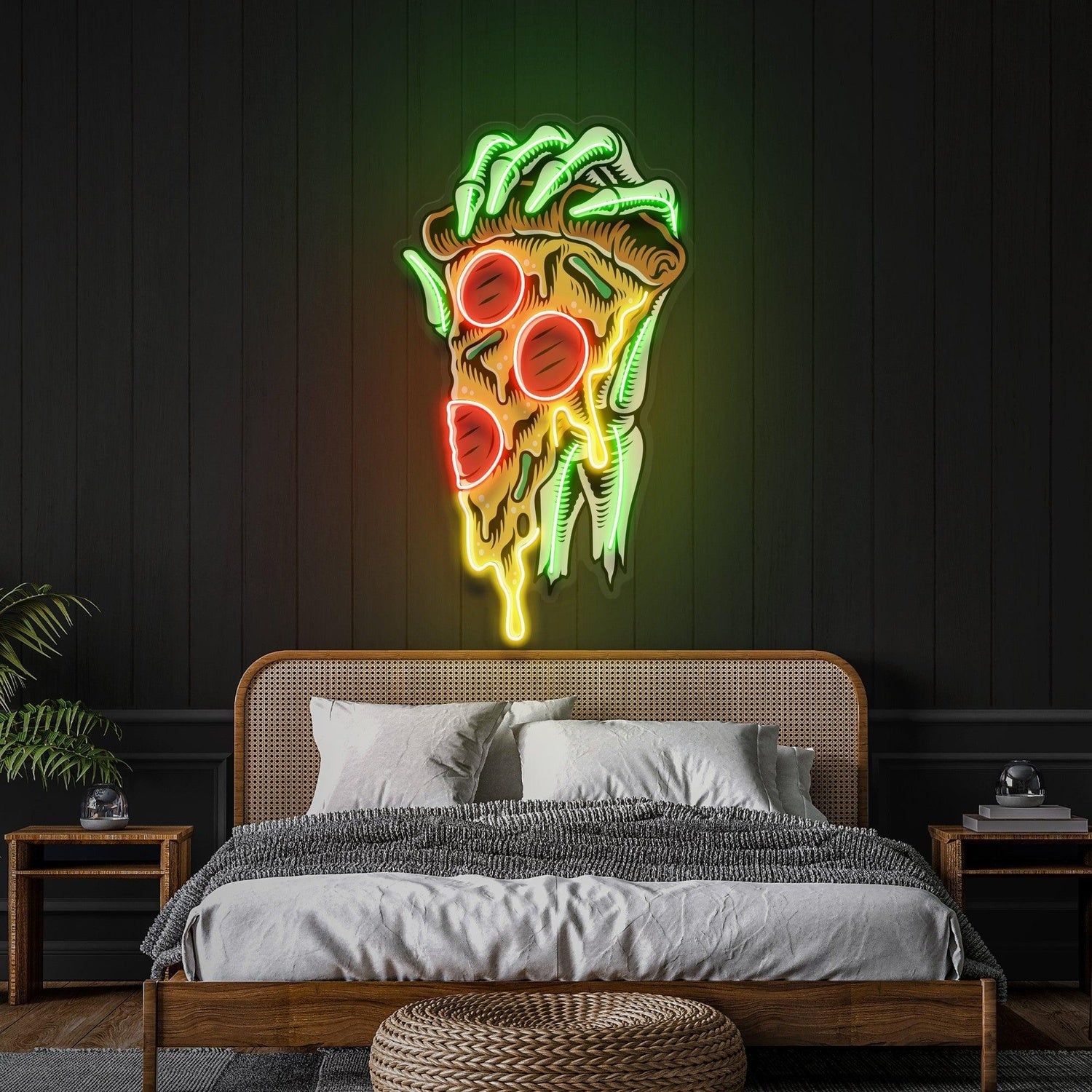 Pop Art Claw Holding Pizza Uv Printed Led Neon Sign Artwork Vibrant Wall Decor For Home | Shineneon