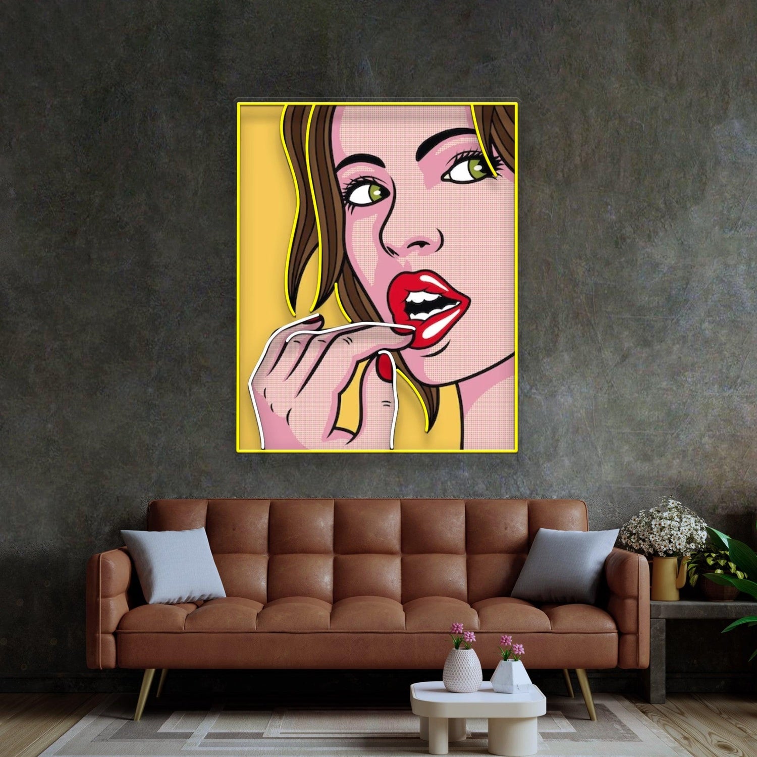 Pop Art Girl Facial Expression Uv Printed Led Neon Sign For Vibrant Home Decor | Shineneon