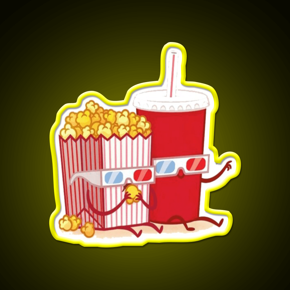 Pop Corn Coca Cola Couple Snack Food Led Neon Sign Rgb Color - Shineneon