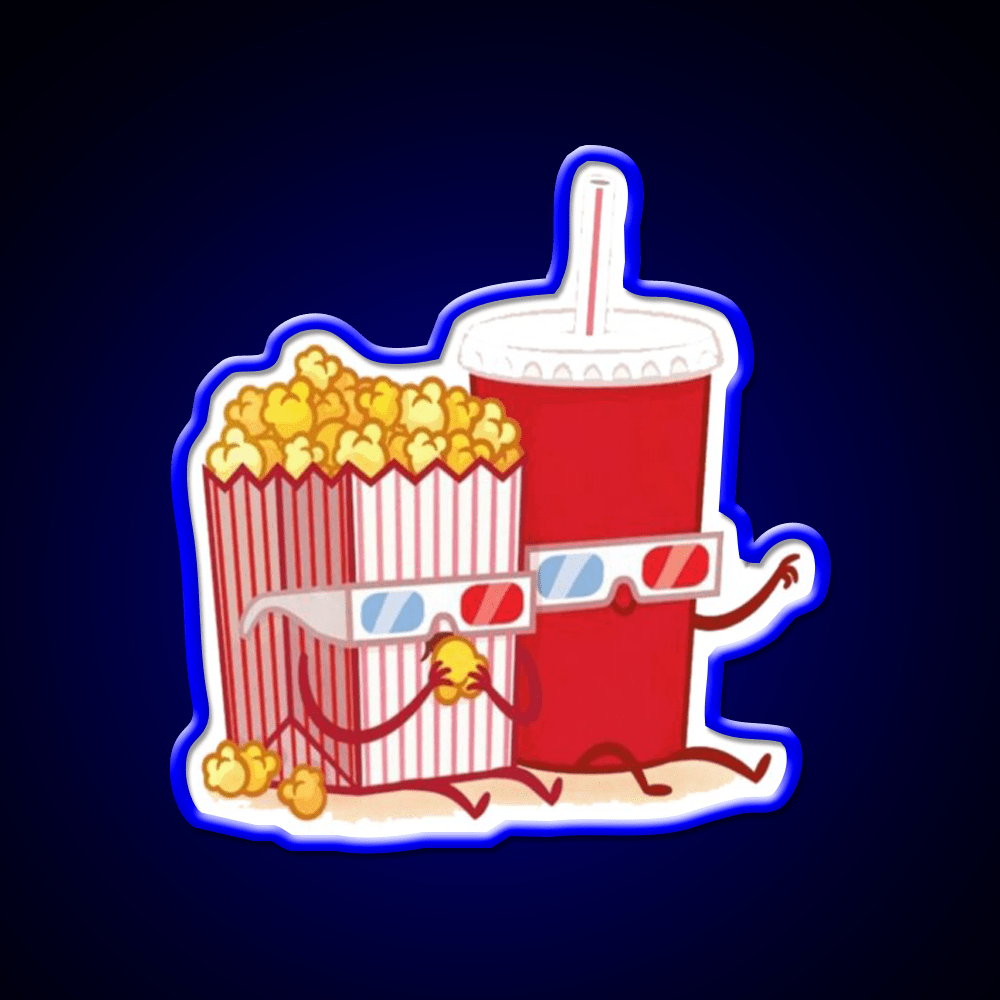 Pop Corn Coca Cola Couple Snack Food Led Neon Sign Rgb Color - Shineneon