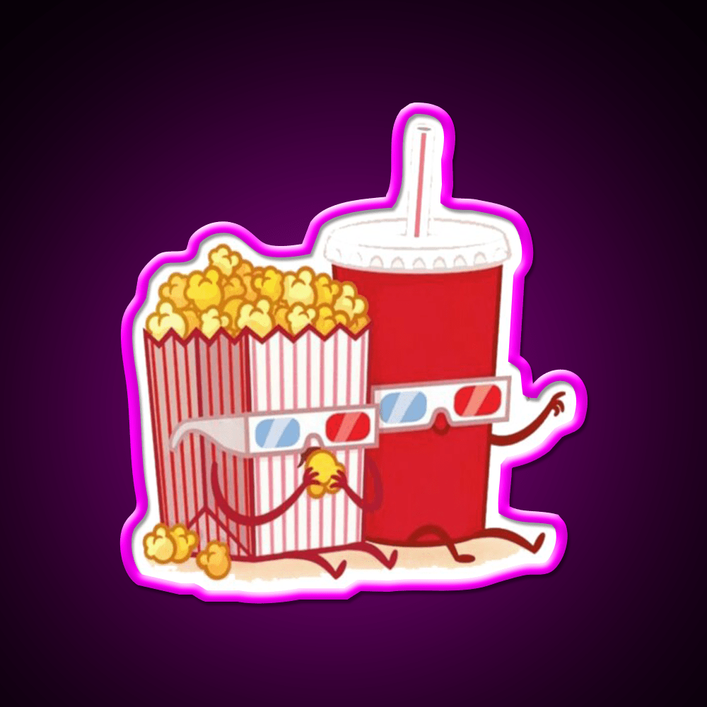 Pop Corn Coca Cola Couple Snack Food Led Neon Sign Rgb Color - Shineneon