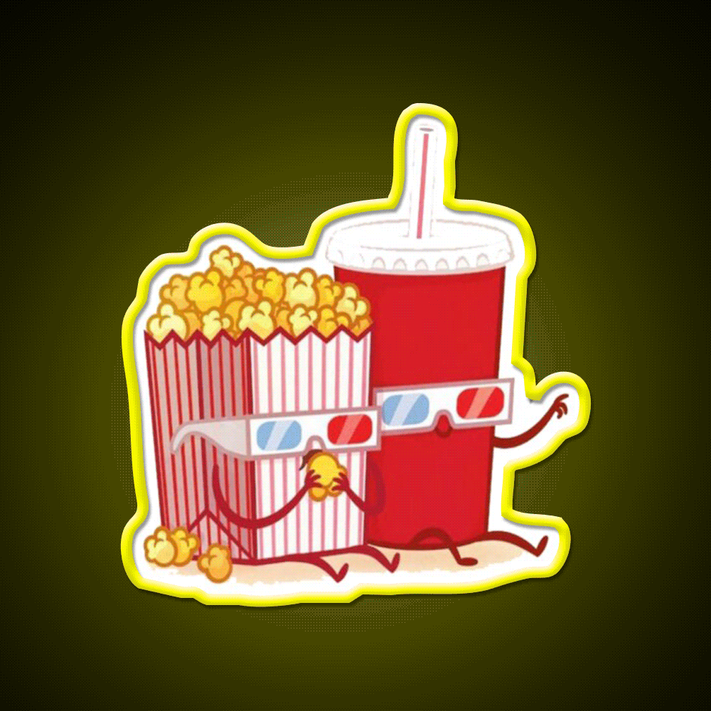 Pop Corn Coca Cola Couple Snack Food Led Neon Sign Rgb Color - Custom LED neon sign front view